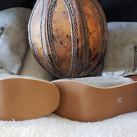 Yaoye Women's Sz 43 - Grey/Brown leather calf boots NIP - #41-T💛 - Picture 4 of 11